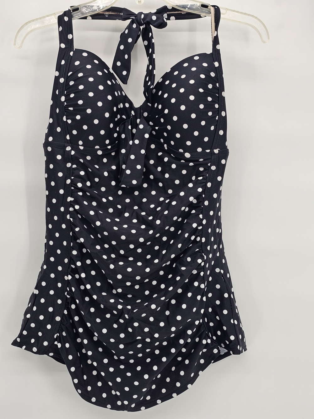 Merona Navy and White Polka Dot Halter One-Piece Swimsuit